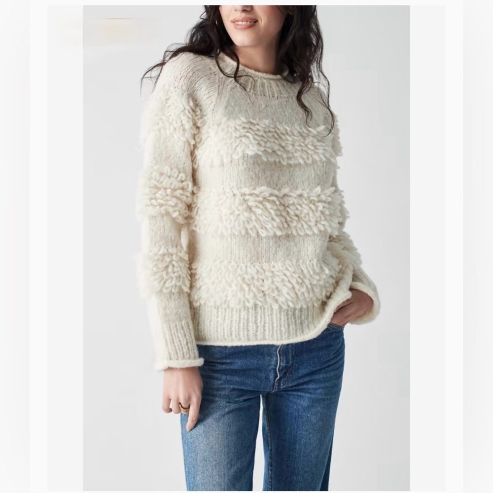 NWT Faherty “Polly” sweater baby alpaca merino wool winter white